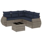 vidaXL Salon de jardin 6 Pièces avec coussins gris résine tressée