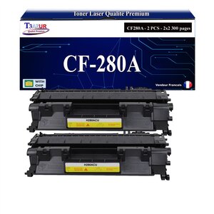 T3AZUR -2x Toners compatibles avec HP CF280A (80A) pour HP Laserjet Pro 400 M401  M401A  M401D  M401DN  M401DW  M401N  MFP M425DN  M425DW