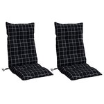 vidaXL Coussins de chaise à dossier haut lot de 2 motif carreaux noir