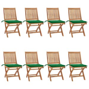 vidaXL Chaises pliables de jardin avec coussins 8 Pièces Teck solide