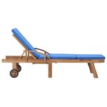 vidaXL Chaises longues avec coussins 2 Pièces Bois de teck solide Bleu