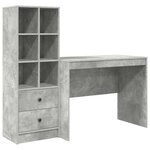 vidaXL Bureau avec rangement 2 Pièces Gris béton 100 x 50 x 76 cm