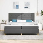 vidaXL Lit à ressorts avec matelas Gris foncé 200 x 200 cm tissu
