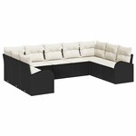 vidaXL Ensemble de canapé de jardin 9 Pièces Noir et blanc Poly rotin
