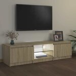 vidaXL Meuble TV avec lumières LED chêne sonoma 140x40x36 cm