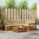 vidaXL Ensemble de canapés d'extérieur 5 Pièces Naturel et Beige