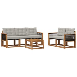 vidaXL Ensemble de canapés d'extérieur 6 pc Naturel et gris clair