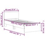 vidaXL Cadre de lit tête de lit chêne fumé 90x190 cm bois ingénierie