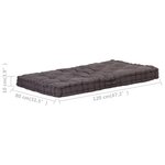 Vidaxl coussin de plancher de palette coton 120x80x10 cm anthracite