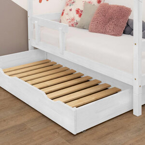 Tiroir à roulettes rangement ou lit - blanc pour lit 70 x 160 cm