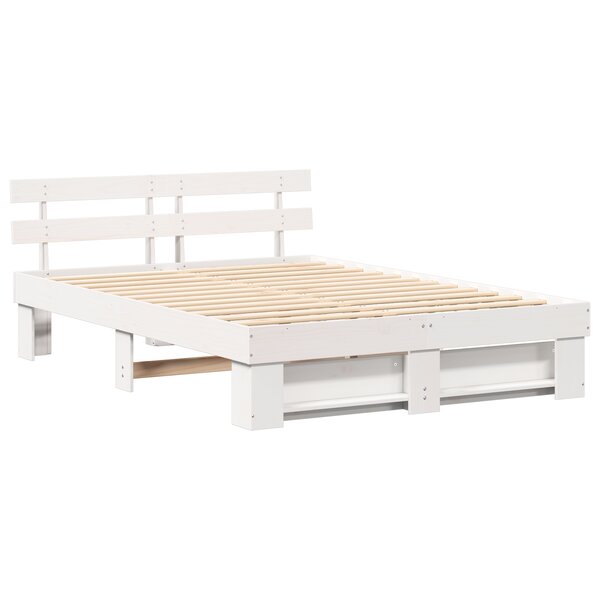 vidaXL Cadre de lit Blanc 150 x 200 cm Bois massif en pin