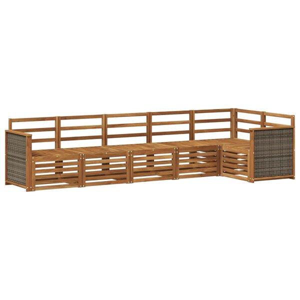 vidaXL Ensemble de canapé d'angle 5 Pièces Naturel Bois d'Acacia Massif