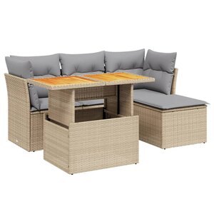 vidaXL Salon de jardin avec coussins 6 Pièces beige résine tressée