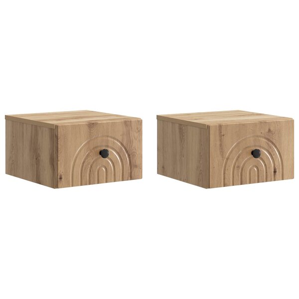 vidaXL Cabinet de chevet mural 2 pc Chêne artisanal 33 x 34 5 x 20 cm