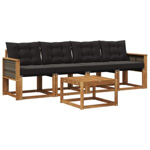 vidaXL Ensemble de canapés d'extérieur 5 pc Naturel et noir
