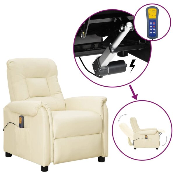 vidaXL Fauteuil de massage Crème Similicuir