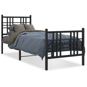vidaXL Cadre de lit métal sans matelas avec pied de lit noir 80x200 cm