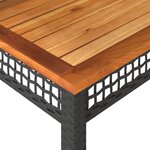 vidaXL Table de jardin noir 80x80x75 cm résine tressée et bois acacia
