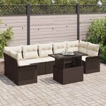 vidaXL Ensemble de canapé de jardin 8 Pièces Marron Poly rotin