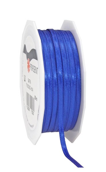 Satin double face 50-m-rouleau 3 mm bleu roi