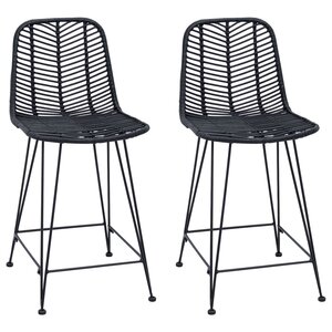 vidaXL Chaise de bar 2 pc Noir 44 5 x 54 5 x 97 5 cm Rotin et métal