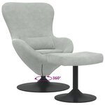 vidaXL Chaise Œuf avec Pouf Gris clair 63 x 73 x 90 cm Velours