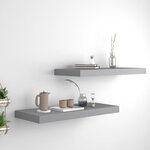 vidaXL Étagères murales flottantes 2 Pièces Gris 60x23 5x3 8 cm MDF