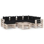 vidaXL Salon de jardin palette 8 Pièces avec coussins bois de pin