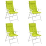 vidaXL Coussins de chaise à dossier haut lot de 4 vert vif