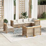 vidaXL Salon de jardin avec coussins 8 Pièces beige résine tressée