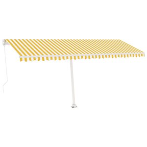 vidaXL Auvent manuel rétractable sur pied 500x350 cm Jaune/Blanc
