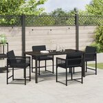 vidaXL Ensemble de salle à manger de jardin 5 pièces avec coussins en polyrotin noir