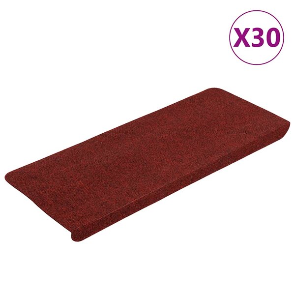 vidaXL Tapis d'escalier auto-adhésifs 30 Pièces rouge 65x22 5x3 5 cm