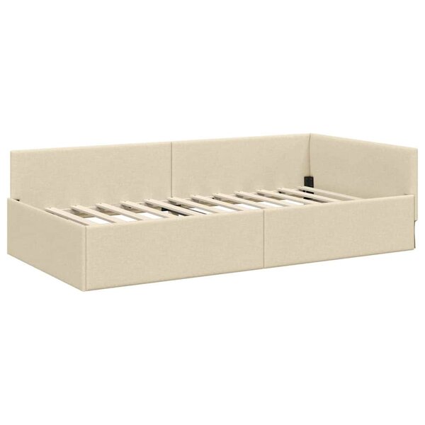 vidaXL Cadre de lit d'angle avec tête de lit Crème 80 x 200 cm