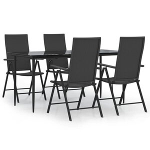 vidaXL Ensemble à manger de jardin 5 Pièces Noir Résine tressée