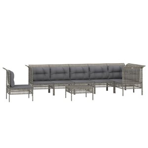 Salon de jardin meuble d'extérieur ensemble de mobilier 8 pièces avec coussins gris résine tressée 02_0017630