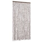 vidaXL Rideau anti-mouches taupe et blanc 100x200 cm chenille