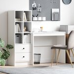 vidaXL Bureau blanc en bois d'ingénierie avec rangement