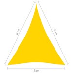 vidaXL Voile de parasol Tissu Oxford triangulaire 5x6x6 m Jaune