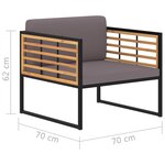 vidaXL Chaises de jardin et coussins lot de 2 Bois d'acacia Gris foncé