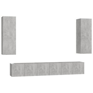 vidaXL Ensemble de meubles TV 5 Pièces Gris béton Bois d'ingénierie