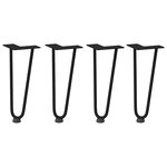 vidaXL Pieds en épingle à cheveux pour table basse 4 pièces Noir 30 cm Acier massif