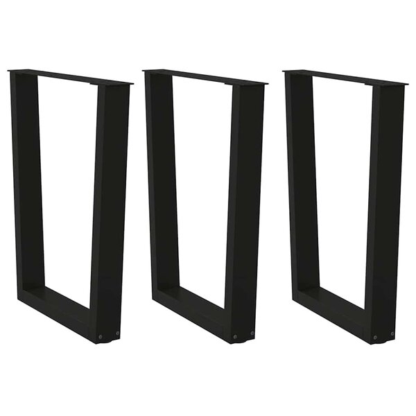 vidaXL Pieds de table à manger en V 3 pièces Noir 70 x (72-73 3) cm Acier