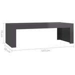 vidaXL Table basse Gris brillant 110x50x35 cm Aggloméré