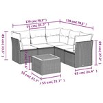 vidaXL Salon de jardin 6 Pièces avec coussins gris résine tressée