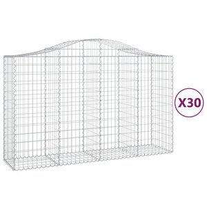 vidaXL Paniers à gabions arqués 30 Pièces 200x50x120/140 cm Fer galvanisé