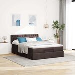 VidaXL Cadre de lit ottoman avec matelas marron foncé 140x200 cm tissu