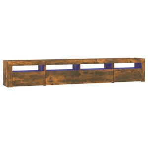 vidaXL Meuble TV avec lumières LED Chêne fumé 240x35x40 cm