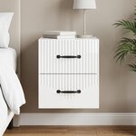 vidaXL Cabinet de chevet mural Blanc brillant 34 5 x 33 x 40 cm