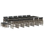 vidaXL Ensemble à manger de jardin 17 Pièces et coussins résine tressée